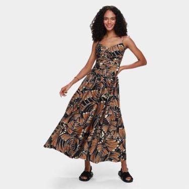 Imagem de Vestido Longo Farm Leque de Tucano, Preto, M