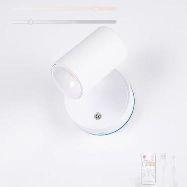 Imagem de GZZBMY Luz de LED Candeeiros de Parede Recarregáveis com Controle Remoto Interruptor de Toque Lâmpada de Parede Regulável Rotação 355° Iluminação de Parede Magnética Sem Fio para Fotos Sala de Estar