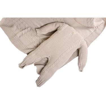 Imagem de Kit 2 Pçs Saída Maternidade Macacão e Manta Trança Tricot Unissex RN