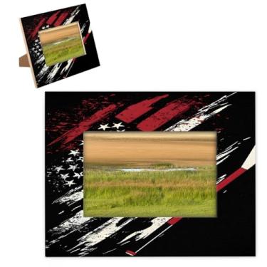 Imagem de hongjinglin Porta-retrato de 28 x 35,5 cm com design de madeira, moldura americana com tapete para parede e mesa, moldura para pendurar na parede para decoração de casa e amigos da família, ideias de