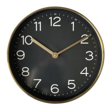 Imagem de Relógio de parede Relógio de parede circular simples em metal, silencioso, alimentado por bateria, versátil para uso doméstico para decoração de casa