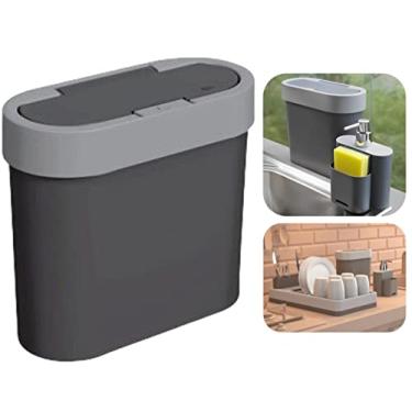 Imagem de Lixeira 2,8 Litros Click Cesto De Lixo Cozinha Pia Bancada Flat - 17003 Coza - Chumbo