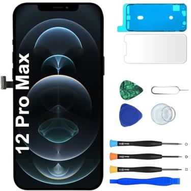 Imagem de MP+ Tela de substituição para iPhone 12 Pro Max, [FHD] [COF] Montagem digitalizador de tela sensível ao toque 3D com fita adesiva à prova d'água