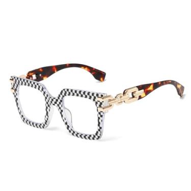 Imagem de Óculos grandes femininos da moda com armação Scratch (preto e branco)