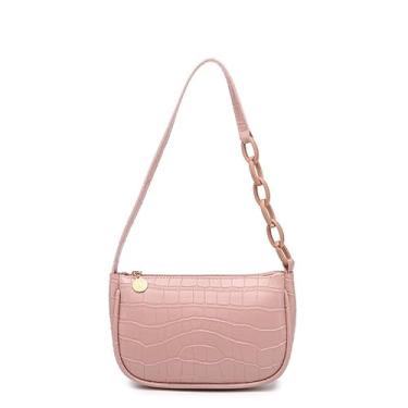 Imagem de Bolsa de mão de mão, bolsa de ombro pequena de poliuretano para mulheres, mini bolsa de ombro fofa para compras, caminhadas, viagens, rosa, Casual