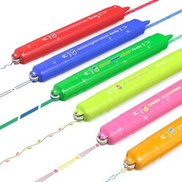 Imagem de AECHY Conjunto de marcadores com glitter de ponta dupla, 6 canetas divertidas que mudam de cor para escrever, desenhar, marcadores brilhantes ideais para estudantes, artistas, diário, escritório e
