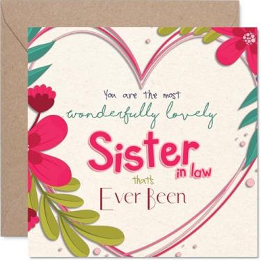Imagem de Stuff4 Cartão de aniversário Sister in Law - The Most Wonderfully Lovely - Cartão de feliz aniversário para cunhada do irmão irmão, cartões comemorativos coloridos de 14 cm com design floral