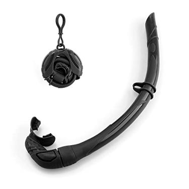 Imagem de Snorkel dobrável de silicone com estojo armazenamento compacto tubo respiração molhado enrolável para snorkeling homens e mulheres