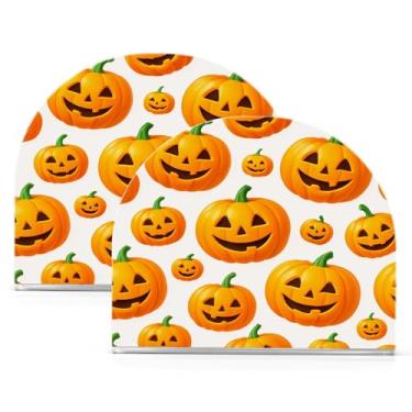 Imagem de Wassud Porta-guardanapos de acrílico Abóboras Dispensador de guardanapos de papel de Halloween para mesa, cozinha, sala de jantar, bancada pacote com 2 (comporta 50-60 guardanapos)