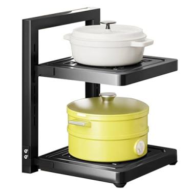 Imagem de Organizador de panelas e frigideiras embaixo do armário, suporte de panelas ajustável, frigideira de ferro fundido resistente, armazenamento de cozinha de encaixe para panelas e frigideiras (preto - 2