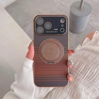 Imagem de SFDSUH Capa dobrável com suporte magnético para iPhone 16 Pro Max, colorida, fosca, em TPU e PC (Para iPhone 16 Pro Max/Dourado Deserto)
