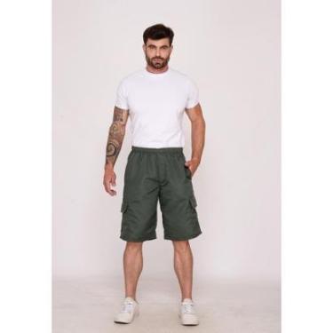 Imagem de Bermuda Masculina Cargo Nylon Verde Musgo 7658-Masculino