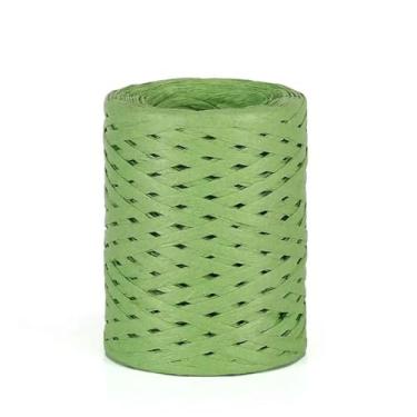 Imagem de Fios de artesanato de ráfia para trançar, fio de papel forte e durável para chapéus de verão, sacolas e acessórios de praia (verde)