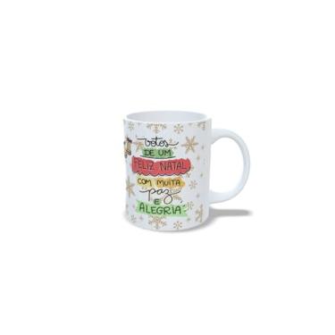 Imagem de Caneca de Cerâmica 325ml com Tema de Natal, Bolas de Natal Coloridas com Laços, Branca (16)