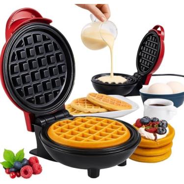 Imagem de Mini Máquina de Waffle Elétrica Bivolt (110V/220V) | 350W Compacta e Antiaderente | Waffle, Panqueca, Omelete e Sanduíche | Portátil para Lanches Rápidos, Viagem e Cozinhas Pequenas