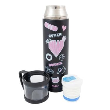 Imagem de Garrafa Térmica 470ml com Caneca – Gatinha | Aço Inox | Bebidas Quentes e Frias