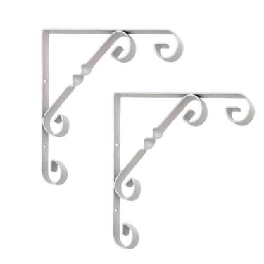 Imagem de Kit 2 Und Mão Francesa Colonial 15Cm em Aço Branco - MULTIVISÃO