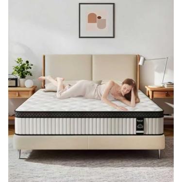 Imagem de PHYAIR Colchão duplo, colchões brancos híbridos de 25 cm, colchão de mola de espuma viscoelástica de gel em uma caixa, alívio de pressão firme médio