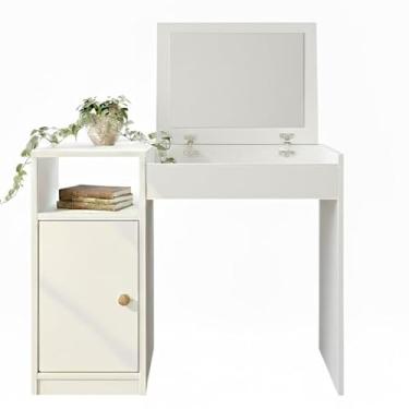 Imagem de Penteadeira Compacta Com Espelho Embutido — Um Design Aconchegante(BRANCO)