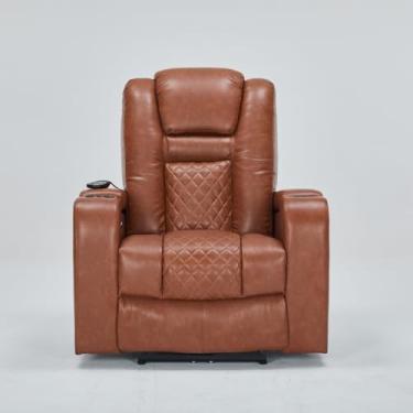 Imagem de Poltrona do Papai Elétrica Reclinável Chicago com Aquecimento Massagem e Porta Copos Entrada USB/USB-C PU G94 - Gran Belo