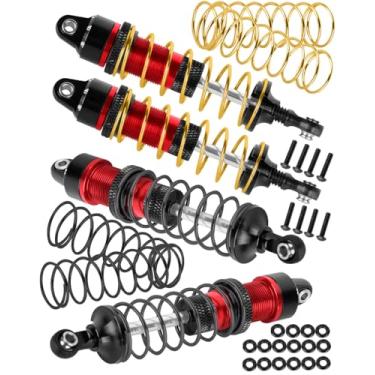 Imagem de RCMYou RC Aluminum Alloy Shocks Upgrades Part for 1/16 Mini Maxx 4WD (107154-1),Mini XRT VXL-3S (108076-1) RC Truck, Front & Rear Big Bore RC Shock Absorber Hops Up,Red