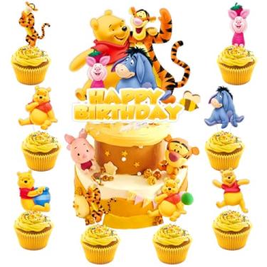 Imagem de Winnie Birthday Party Decoration Set, 25 Piece Cake and Cupcake Toppers Kit, Cartoon Theme Cake Decorations for Kids Celebrations