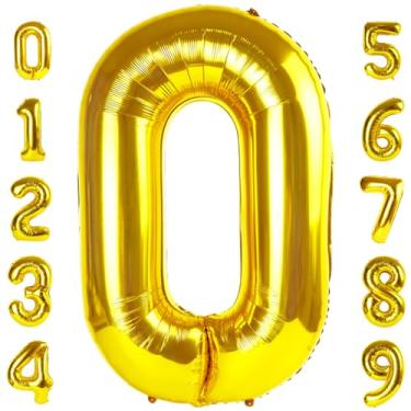 Imagem de Balões número 0 balões com números dourados de 10 cm para balões de 10, 20, 30, 40, 50, 60, 70, 80, 90, 100 números, decorações de aniversário, evento de casamento, chá de bebê