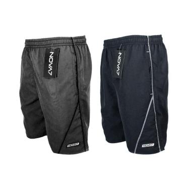 Imagem de Kit 2 Shorts Calção Tactel Tamanho Especial Extra Plus Grande 3 Bolsos Viés Listras Solto Básico-Masculino