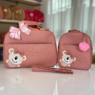 Imagem de Kit Mochila/Mala Maternidade 2 Peças Com Bolsa Grande com Urso - FAJU 