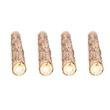 Imagem de 4 Peças de Palitos Matatabi Catnip Natural para Gato Filhote Pet - Brinquedo Morder Molar Limpeza Dental Palito Madeira Dentes Petiscos