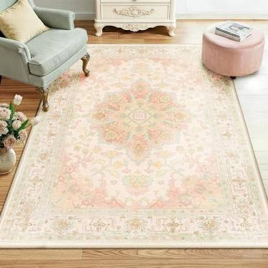 Imagem de CAPALOCA Tapetes laváveis à máquina, tapete de berçário, 10 x 15 cm, fofo, antiderrapante, repelente de água, estampa macia para quarto, decoração interna, sala de jogos, rosa, verde