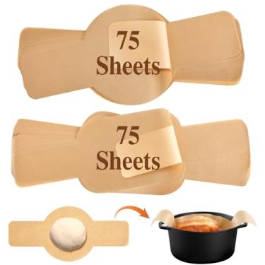 Imagem de Marspark 150 peças estilingue de pão fermentado – forro de forno holandês, suprimentos de pastelaria pré-cortados para transferência fácil de massa (não branqueada)