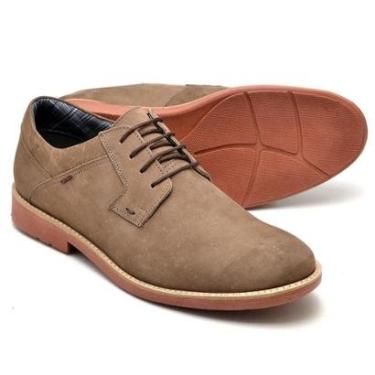 Imagem de Sapato Masculino Casual Social Oxford Em Couro Legítimo Nobuck Premium Bico Redondo Original-Masculino