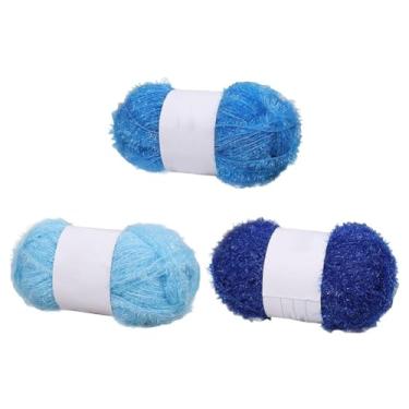 Imagem de Fio de glitter Scrubby – Fio pastel multicolorido para panos de prato de crochê, sacos e toalhas de banho, 50 g/100 por rolo (tipo nº 1, pacote com 3)