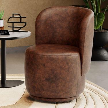 Imagem de Poltrona Orgânica Decorativa Living Molly Couríssimo Whisky - Desk Design Cor Whisky