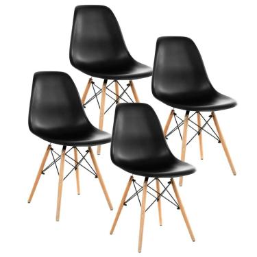 Imagem de Kit 4 Cadeiras Eiffel Eames Wood Base Madeira Preta