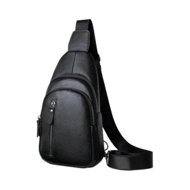 Imagem de Bolsa De Peito Masculina Em Couro Legítimo Casual Transversal Mensagei