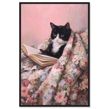 Imagem de Decoração de parede para animais de estimação Cat Nap Chapter IV da Art Remedy, moldura preta, 50 x 76 cm