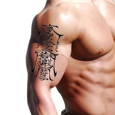 Imagem de Tatuagens temporárias descartáveis de amuleto oriental - Design de arte de runa para homens, mulheres e adultos, arte corporal falsa à prova d'água e suprimentos de festa