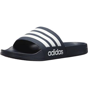 Imagem de adidas Sandália unissex Adilette Slides, tamanho 34, Collegiate Navy/Branco/Collegiate Navy, 42