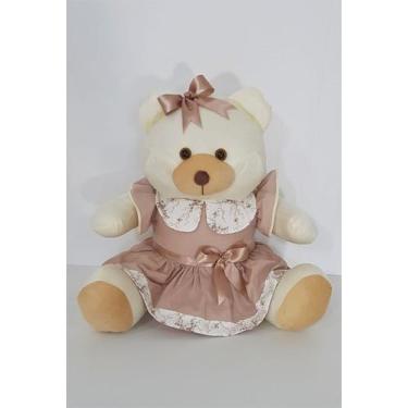 Imagem de Ursa De Pelúcia Grande Ursa Laço 50 cm Rosê - PolyBaby