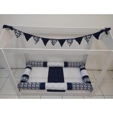 Imagem de Kit Mini Cama Montessoriano 6 peças Triângulo Azul Marinho - POLYBABY