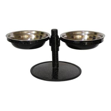 Imagem de Comedouro Pequeno Duplo Inox Altura Regulável Cães e Gatos PetGang Pre