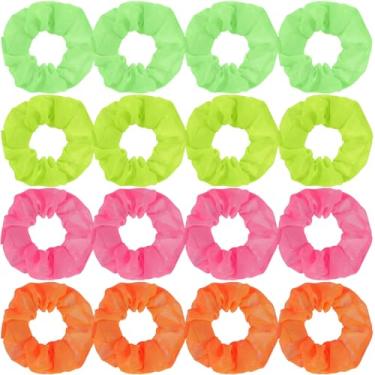 Imagem de 12 peças elásticos elásticos de cabelo neon para rabo de cavalo, suporte de rabo de cavalo, cores brilhantes, cores lisas, elásticas, acessórios de cabelo neon macio para mulheres e meninas