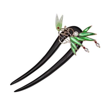 Imagem de Agulhas de Cabelo Chinesas com Pedra, Acessórios de Cabelo de Ebênia, Feitos à Mão,Grampos de Cabelo,Chapéus de Madeira para Mulheres,Joias de Cabelo (Y)