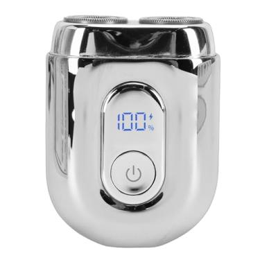 Imagem de Ymiko Mini Aparador de Barba Elétrico IPX7 Aparador de Barba Portátil para Viagem USB C Carregamento Rápido para Homens Corpo Em Liga de Zinco Folha Ultrafina de Cabeça Dupla LED Display (SILVER)