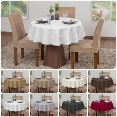 Imagem de 2 Toalhas De Mesa Luxo Jacquard Redonda Sala Jantar 4 Lugares Decoraçã