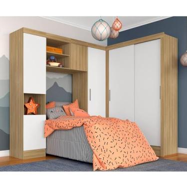 Imagem de Guarda Roupa Modulado Solteiro Viola Bor/branco - Móveis Arapongas Boreal/branco