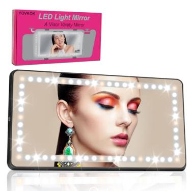 Imagem de Espelho de maquiagem para carro com 3 modos de luz e 60 LEDs, tela sensível ao toque regulável recarregável, acessórios de carro para mulheres e meninas, universal para SUV