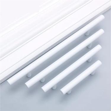 Imagem de Puxador branco de aço inoxidável escovado para armário de cozinha porta de móveis puxador de ferragens puxador de barra em T 1 peça (96 mm)